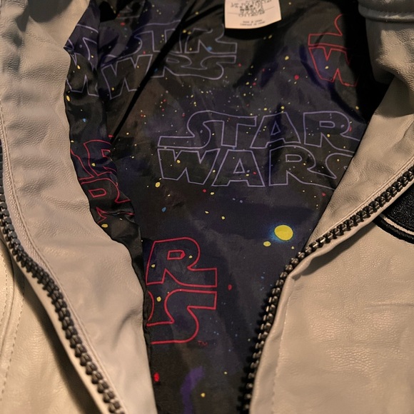 Disney Store STAR WARS Rebel Alliance Gray Faux Leather Jacket Youth sz 9/10 - Picture 3 of 5